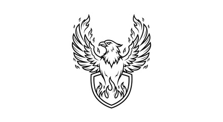 Obraz premium Phoenix Bird on Fire Shield