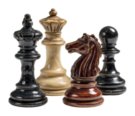 Chess game pieces in detail artistic composition isolated on transparent background