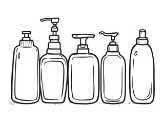 Lotion Dispenser Minimal Line Art Set