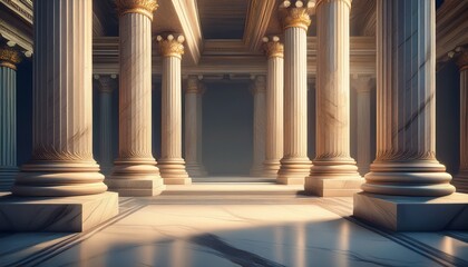 Fototapeta premium classical marble greek column and pillars
