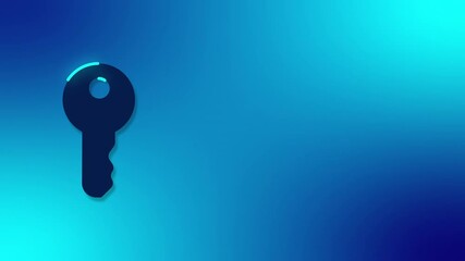 Dark blue key on vibrant blue gradient background with soft neon outline. Smooth and elegant animation suitable for tech branding, security dashboards, and futuristic user interfaces - Powered by Adobe