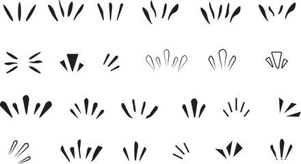 Doodle Sunburst and Highlight Elements Set. Hand Drawn Burst Lines and Decorative Accents for Design Projects