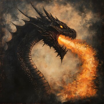 The dragon's eyes burn with intensity