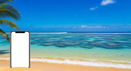Smartphone on Beach with Ocean View