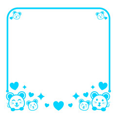 blue line square frame have heart with cute rat and sparkle