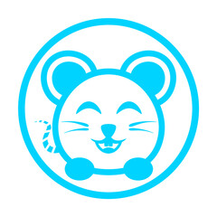 blue smile rat line design circle icon