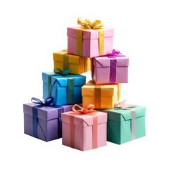 Festive wrapped gift box for birthday or celebration isolated on a transparent background.
