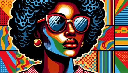 woman face abstract colorful background with skull