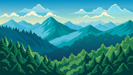Stunning Blue Ridge Mountains Landscape Illustration
