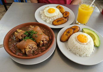 Pork hoof with beans Colombian lunch