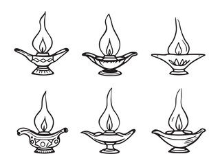Classic Oil Lamp Outline Drawing