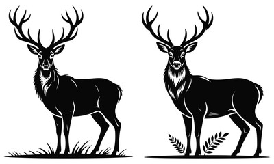 set of deer silhouettes