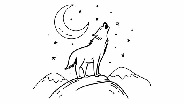 Wolf howling under the moon