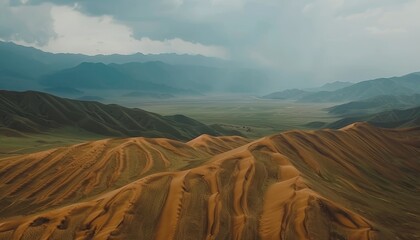 Obraz premium Serene moonlit windswept dunes in a vast desert landscape, evoking beauty and mystery at night