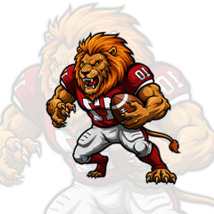 American football logo badge vector isolated. Football logo vector template. American football with lion mascot logo, emblem and design element