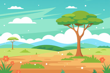 Obraz premium landscape with trees and hills