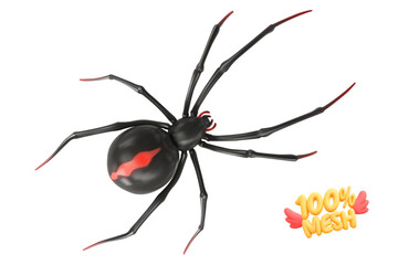Vector realistic isolated black widow spider on white background.