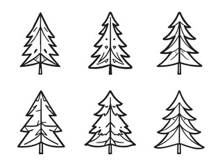 Obraz premium Pine Tree Minimalist Line Drawing Collection