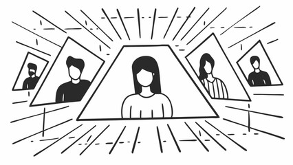 Vector illustration: a young team of startupers discussing a project in a modern coworking space
