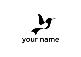 Stylized Silhouette of a Hummingbird in Minimalist Design
