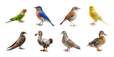 Obraz premium collection of birds isolated white background png file