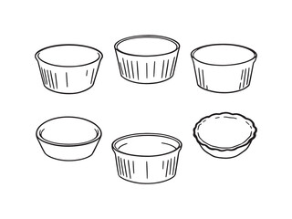 Ramekin Baking Dish Line Art Illustration