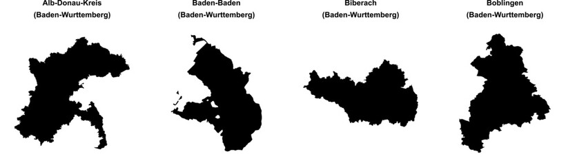 Alb-Donau-Kreis, Baden-Baden, Biberach, Boblingen outline maps