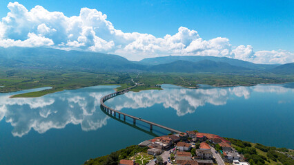 Neraida bridge or Servia Bridge on Polyfytos lake in Kozani.