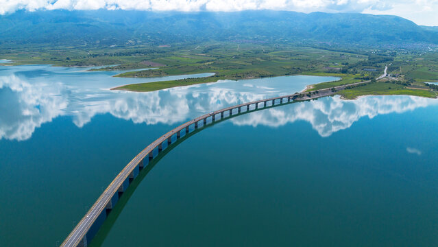Neraida bridge or Servia Bridge on Polyfytos lake in Kozani.