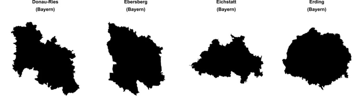 Donau-Ries, Ebersberg, Eichstatt, Erding outline maps
