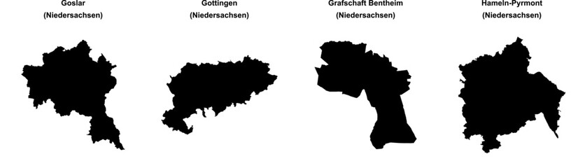 Goslar, Gottingen, Grafschaft Bentheim, Hameln-Pyrmont outline maps