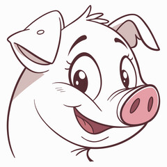 Fototapeta premium Adorable Pig Face with Snout and Smile Vector 