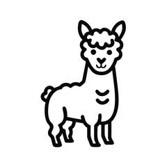 Fototapeta premium Cartoon llama standing confidently on a white background