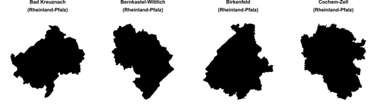 Bad Kreuznach, Bernkastel-Wittlich, Birkenfeld, Cochem-Zell outline maps