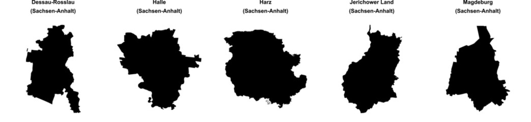 Dessau-Rosslau, Halle (Saale), Harz, Jerichower Land, Magdeburg outline maps