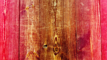 Old background of wooden colorful planks board texture.