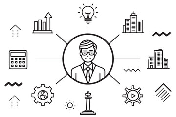 Return On Investment Line Icon Set contains Financial Strategy, Savings, Credit Score, Capital, Banking, Profit and so on icons.