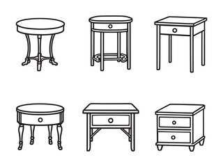 Fototapeta premium Side Table Outline Illustration Pack