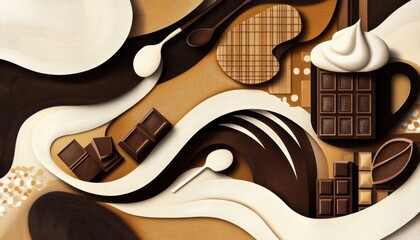 A smooth and indulgent horizontal illustration for Milk Chocolate Day