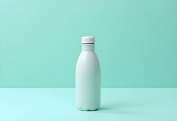 Mint green insulated water bottle mockup, Reusable stainless steel thermos for drinks, Stylish pastel green hydration bottle