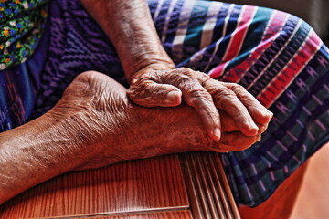 Close up Oldman Hand and foot