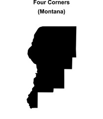 Four Corners (Montana) blank outline map