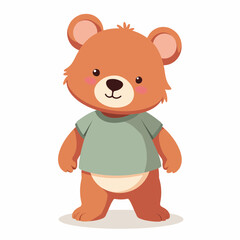 Obraz premium Adorable brown teddy bear wearing a green shirt. This charming teddy bear illustration is perfect for children's books, greeting cards, or apparel designs.