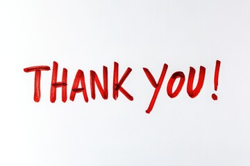 Handwritten thank you note in red on white