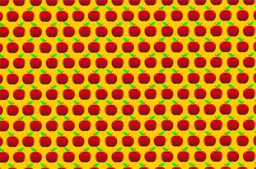 Seamless pattern of red apple background. Red apple seamless vector pattern. Red apple pattern. Cute red apples pattern background. Hand drawn apple illustration icon.