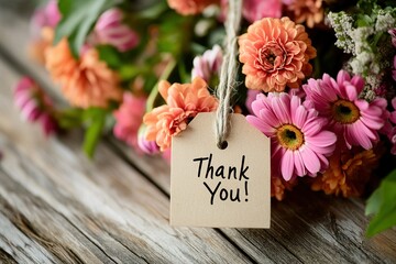 Thank you flower bouquet with gift tag