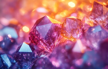 Close-up view of a cluster of colorful gemstones.