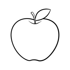 Realistic illustration of a red apple with a green leaf, isolated on a white background.
