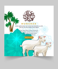 Flat eid al-adha social media promo template