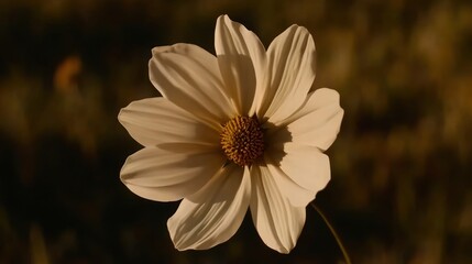 Cream cosmos flower sunset field bloom nature